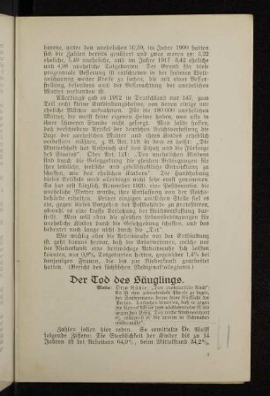 Der Tod des Säuglings.