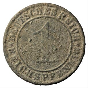 Fundmünze, 1 Reichspfennig, 1924 - 1936