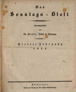 Sonntagsblatt. 1834 = Jg. 4