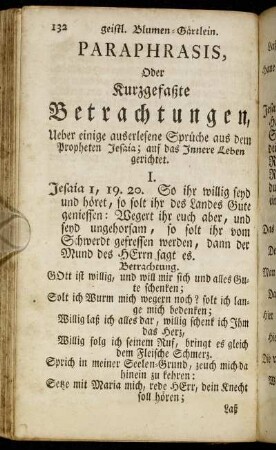 I. - Jesaia I, 19. 20. - XXXII. Jesaia 43, II.