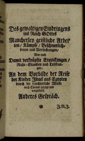 Des gewaltigen Eindringens ins Reich Gottes [...] Anderes Gespräch