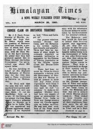 No. XXX (20 March 1960)