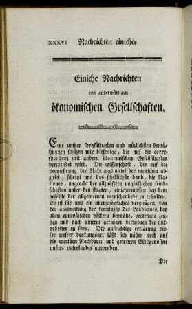 Einiche Nachrichten von anderwärtigen ökonomischen Gesellschaften
