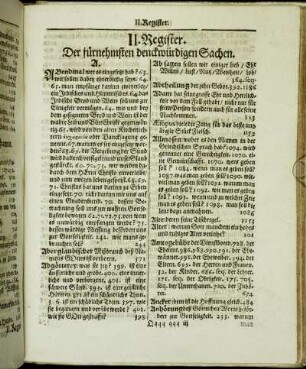II. Register. Der fürnehmsten denckwürdigen Sachen.