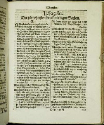 II. Register. Der fürnehmsten denckwürdigen Sachen.