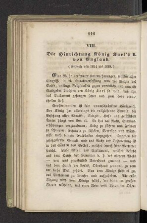 VIII. Die Hinrichtung König Karl's I. von England.