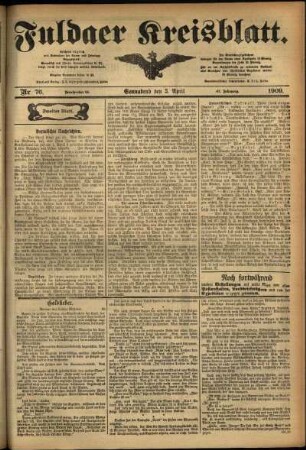 Zweite Ausgabe vom Samstag, den 03. April 1909.