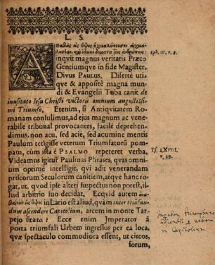Actum declamatorium tertium, quo repraesentabitur Jesus ascensor augustus, publicat Chr. Funccius : [praefatus de Veterum triumphis]