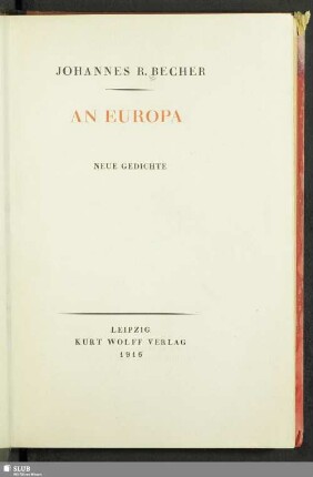 An Europa : neue Gedichte
