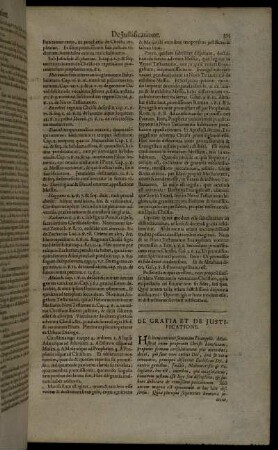 De Gratia Et De Justificatione.