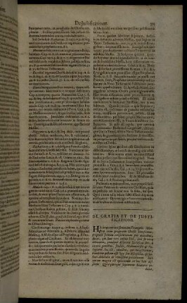 De Gratia Et De Justificatione.