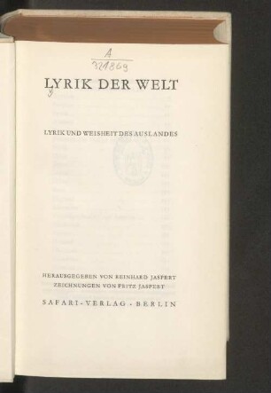 Lyrik der Welt : Lyrik und Weisheit des Auslandes