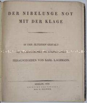 Das Nibelungen Lied. In mittelhochdeutsch verfaßt.