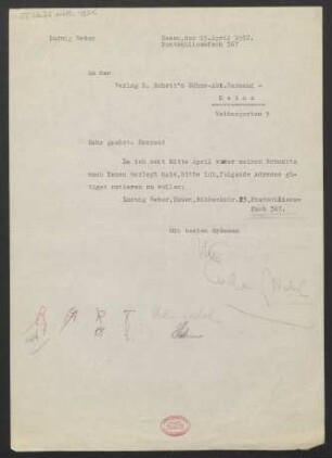 Brief an B. Schott's Söhne : 19.04.1932