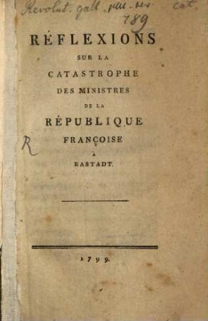 Réflexions sur la catastrophe des ministres de la republique Françoise