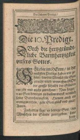 Die 10. Predigt. Durch die hertzgründtliche Barmhertzigkeit unsers Gottes.