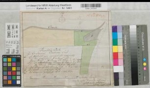 Herdecke (Herdecke) Erbpachtgrundstücke im Herdecker Forst an der Chaussee Herdecke-Hoerde um 1810 200 rh. Ruten = 15 cm 24,5 x 29 kol. Zeichnung Alves, Feldmesser KSA Nr. 91