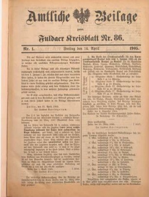 1: Beilage vom Freitag, 14. April 1905