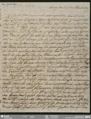 Eigenh. Brief von Sophie Bernhardi an August Wilhelm von Schlegel, Prag, 27.11.1807