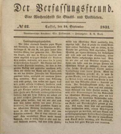 № 42. Cassel, den 24. September 1831.