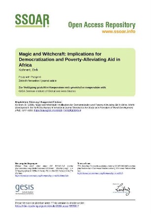 Magic and Witchcraft: Implications for Democratization and Poverty-Alleviating Aid in Africa