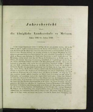 Jahresbericht über die königliche Landesschule zu Meissen, Julius 1841 bis Julius 1842