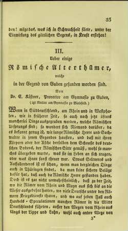 Ueber einige Römische Alterthümer, welche in der Gegend von Guben gefunden worden sind