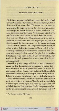 Gilbert Ryle: Erinnern ist wie Erzählen