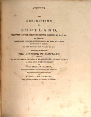 Chronicles of England, Scotland and Ireland, 5. Scotland. - 1808. - 4 Bl., 756 S.
