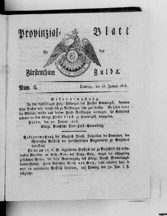 Num. 6., Ausgabe vom 23. Januar 1816