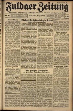 Erste Ausgabe vom Donnerstag, den 25. Juli 1935.