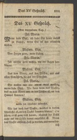 Das XV Gespräch.