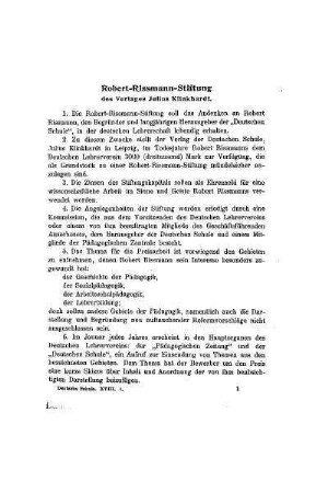 Robert Rissmann Stiftung des Verlages Julius Klinkhardt