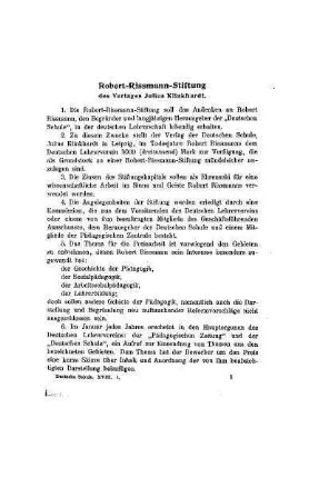 Robert Rissmann Stiftung des Verlages Julius Klinkhardt