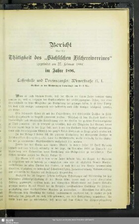 Bericht über die Thätigkeit des "Sächsischen ...