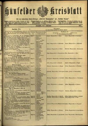 Ausgabe vom Samstag, den 02. November 1912.