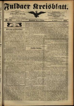 Dritte Ausgabe vom Samstag, den 09. Oktober 1909.