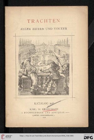 Nr. 208: Katalog: Trachten aller Zeiten und Völker