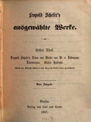 Leopold Schefer's Ausgewählte Werke. Theil 11, Laienbrevier, erstes Halbjahr