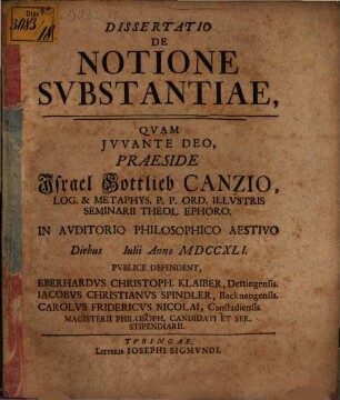 Disp. de notione substantiae