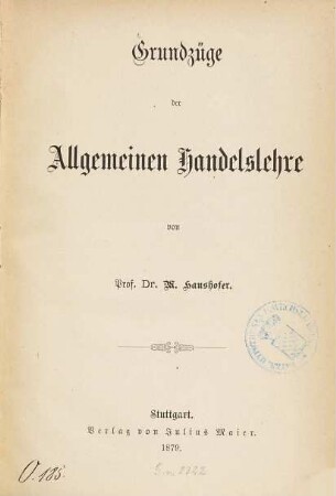 Grundzüge der allgemeinen Handelslehre
