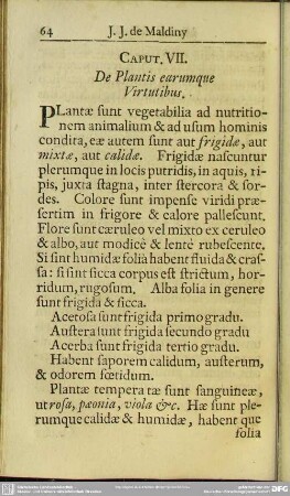 Caput. VII. De Plantis earumque Virtutibus
