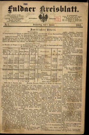 Ausgabe vom Donnerstag, den 01. Januar 1885.