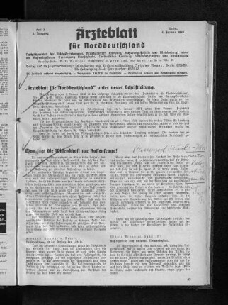 "Ärzteblatt für Norddeutschland" unter neuer Schriftleitung