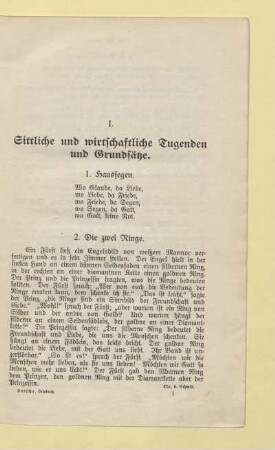 I. Sittliche und wirtschaftliche Tugenden und Grundsätze