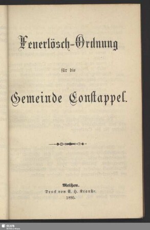 Feuerlösch-Ordnung für die Gemeinde Constappel
