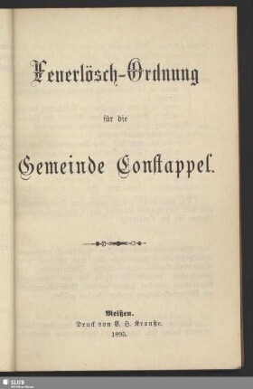 Feuerlösch-Ordnung für die Gemeinde Constappel