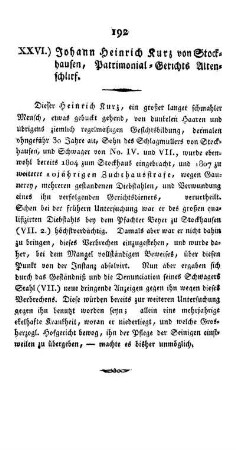 XXVI.) Johann Heinrich Kurz von Stockhausen, Patrimonial-Gerichts Altenschlirf.