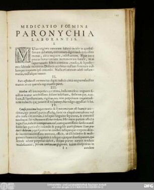 Medicatio Foeminae Paronychia Laborantis.