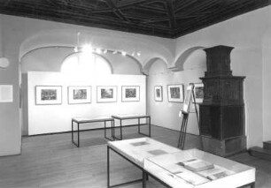 Dresden. Ausstellung "Von Wüstlingen und anderen Zeitgenossen. Graphik von Hogarth" im Kupferstich-Kabinett. Raumaufnahme